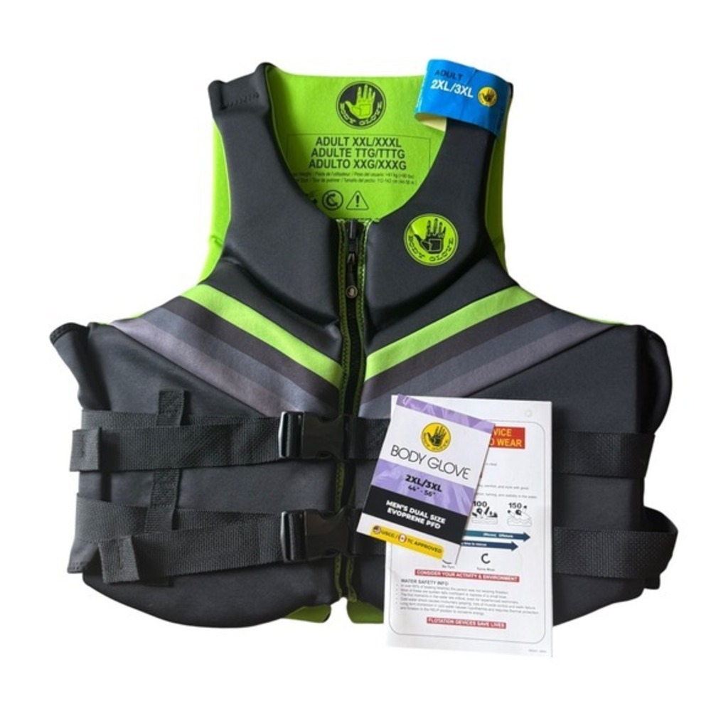 Body Glove Evoprene PFD Life Vest Jacket Mens 2XL/3XL Black NEW USCG Approved